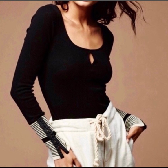 Free People Tops - Free People Mod Cuff Black Thermal NWOT